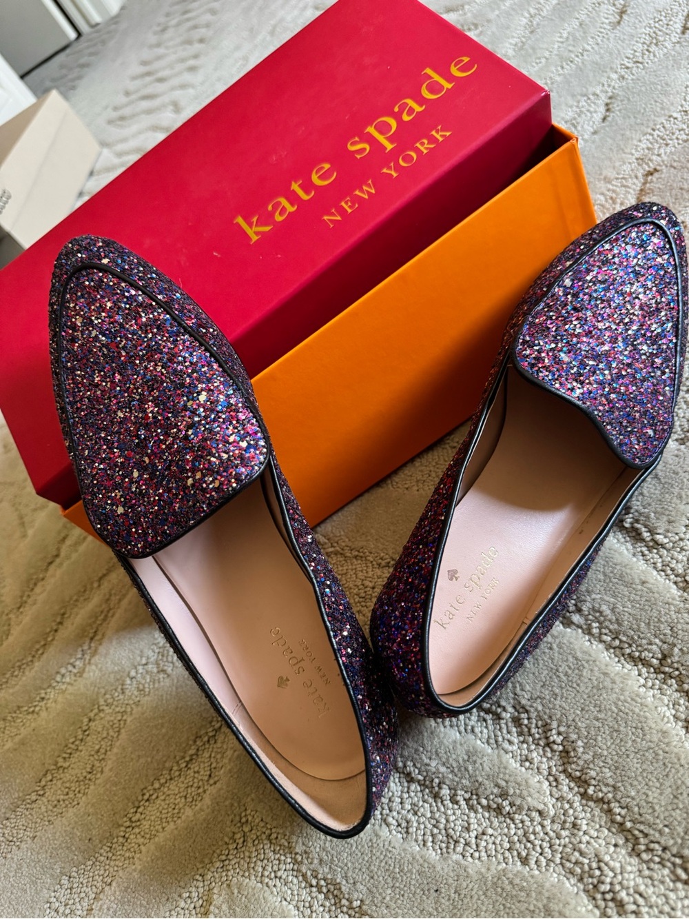 kate spade Purple Glitter Pointed Toe Flats